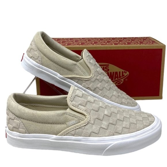 Vans Other - VANS Classic Slip On Embossed Check Shoes Casual Suede Oatmeal Men VN000XG8B04